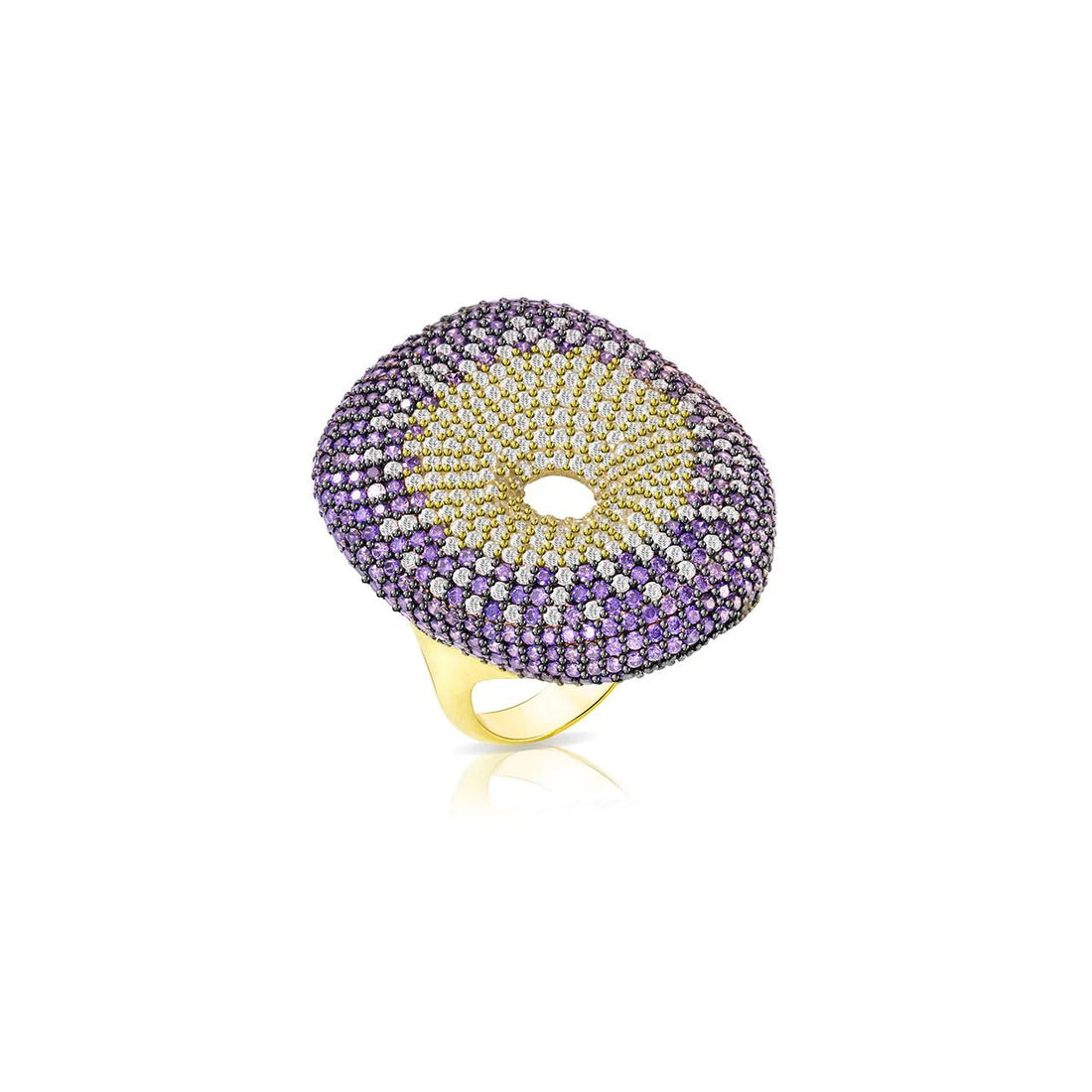 Anello Donna Sogni Argento Dorato 925 Sasso Zirconi Colorati AN013GA/18