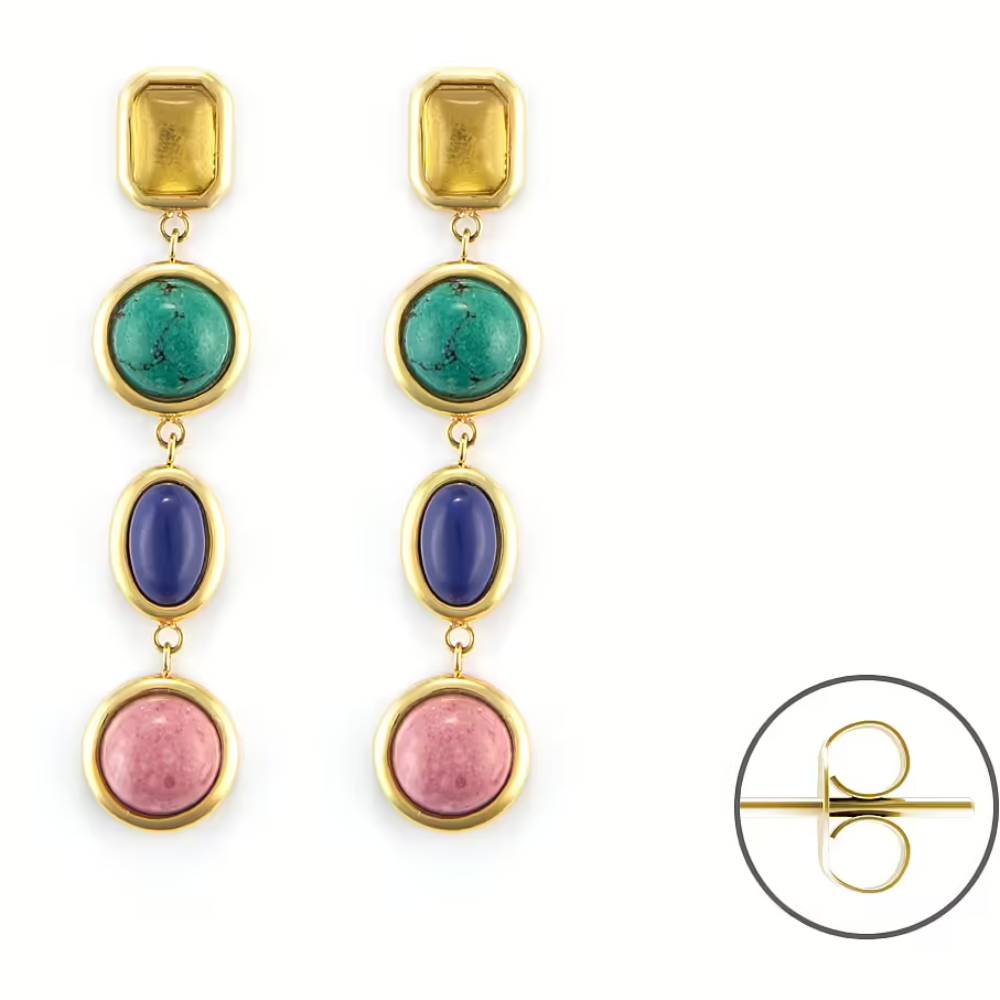 Orecchini Donna pendenti 4US Cesare Paciotti acciaio dorato e pietre colorate 4UOR6501W