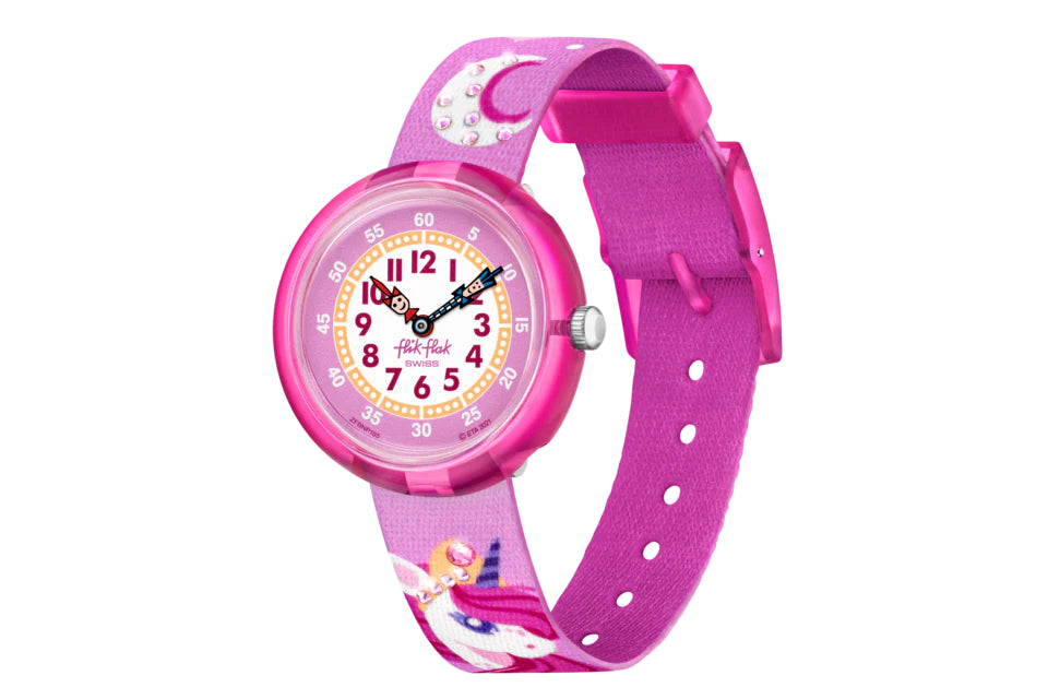 Orologio Bambina Swatch Flik Flak Dreaming Unicorn Quarzo Solo Tempo Rosa ZFBNP195