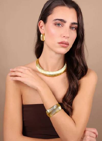 Collana Donna Etrusca Choker Graduata In Lega Placcata Oro Giallo 18kt WSET00859.YG