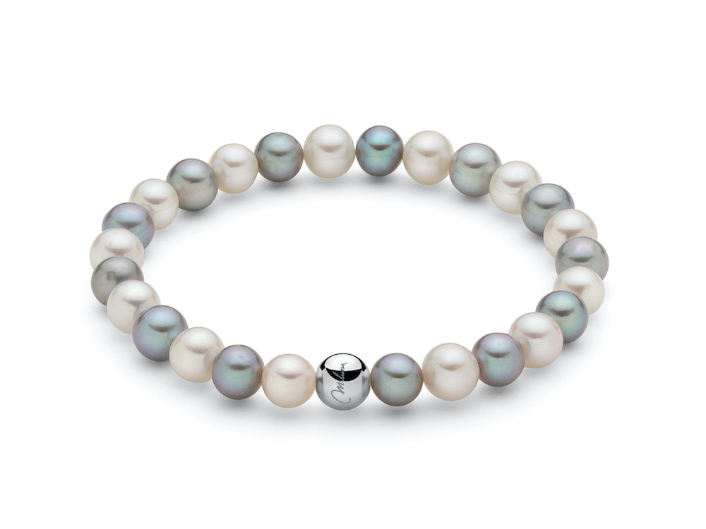 Bracciale Donna Miluna Argento 925 Miss Italia Perle Bianche e grigie
