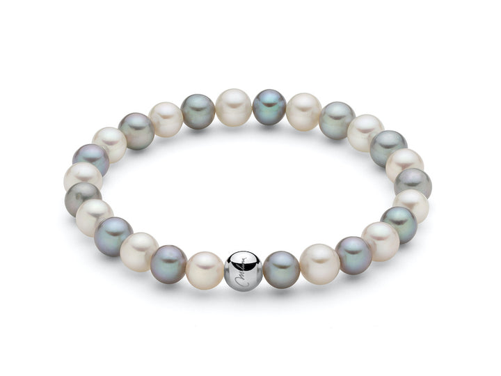 Bracciale Donna Miluna Argento 925 Miss Italia Perle Bianche e grigie
