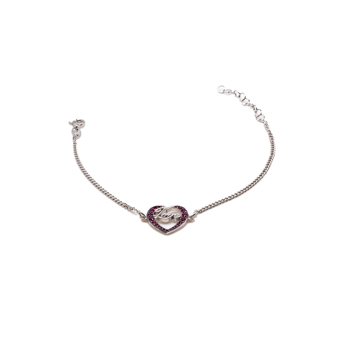Bracciale Donna Re Mida Argento 925 Cuore Zirconi Rossi B011