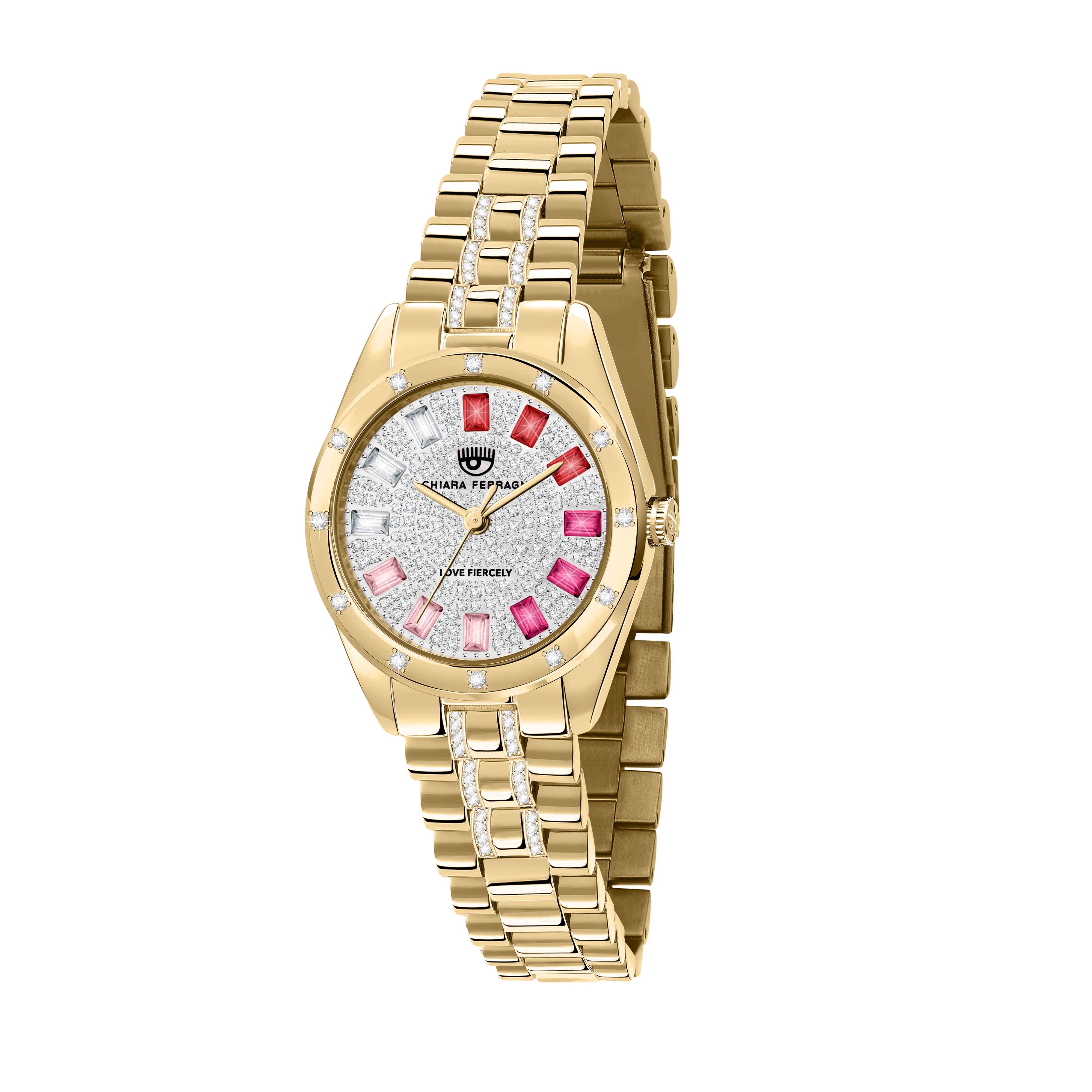 Orologio Donna Chiara Ferragni Quarzo Solo Tempo Acciaio Dorato Zirconi