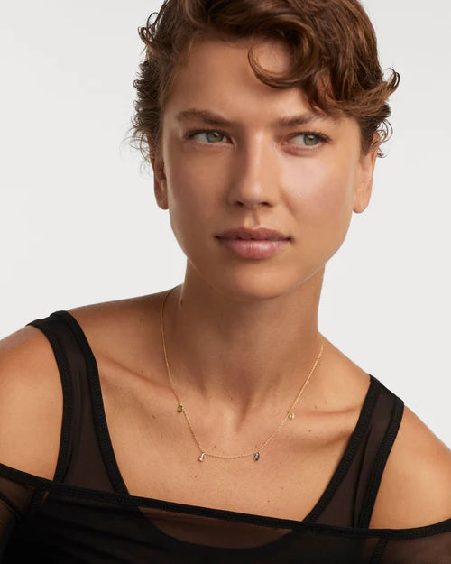 Collana Donna PDPaola Argento Dorato 925 Zircone Verde Blu CO01-866-U