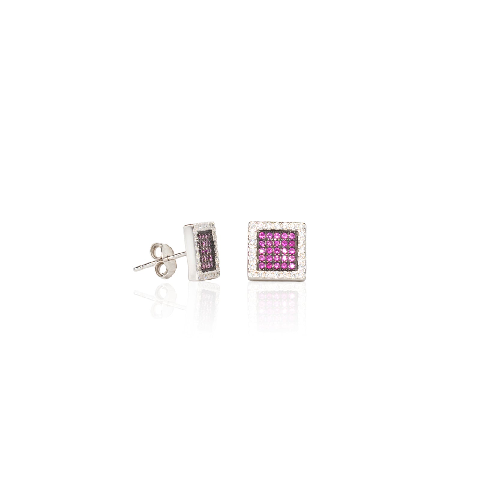 Orecchini Donna Re Mida Argento 925 Con Zirconi Bianchi E Viola O019