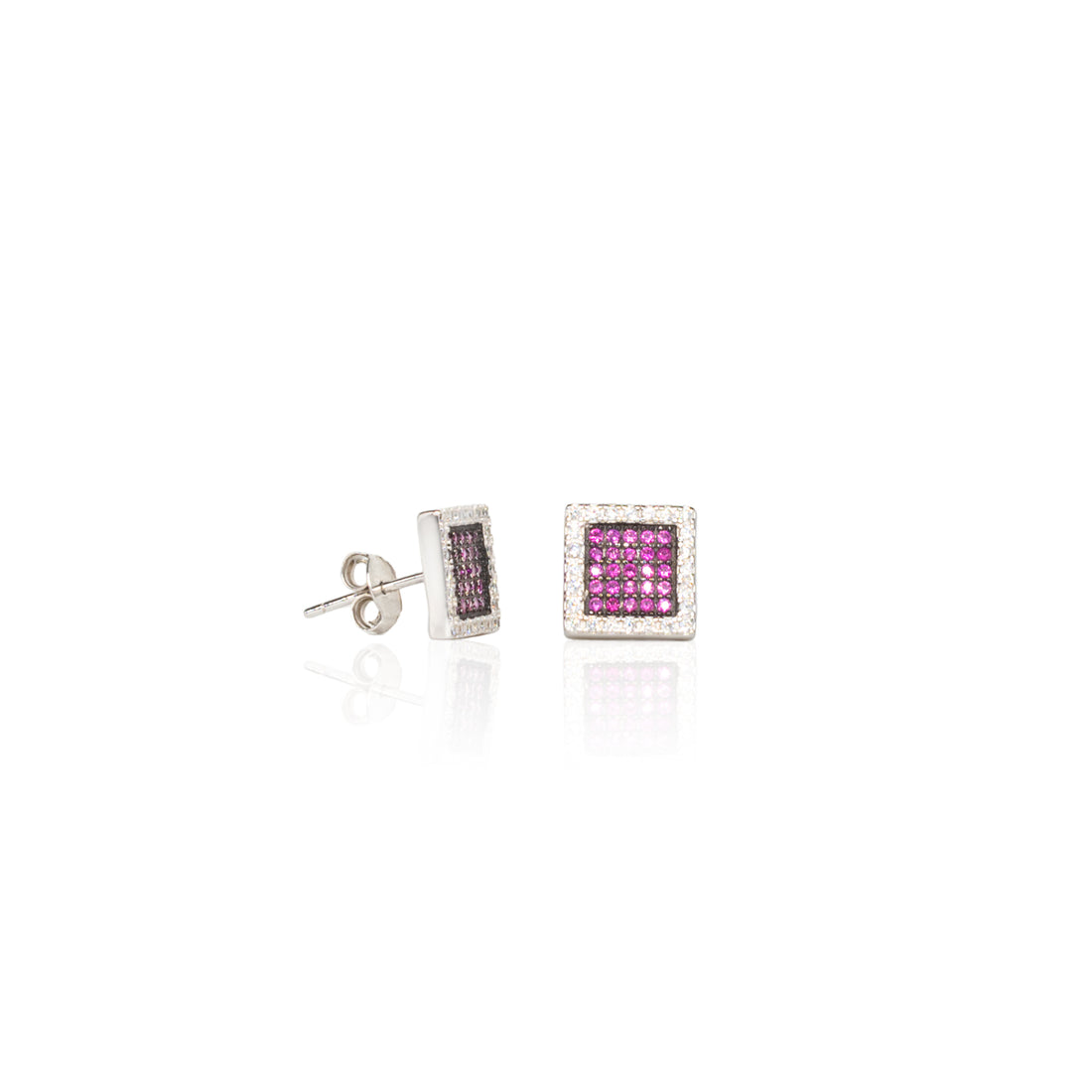 Orecchini Donna Re Mida Argento 925 Con Zirconi Bianchi E Viola O019