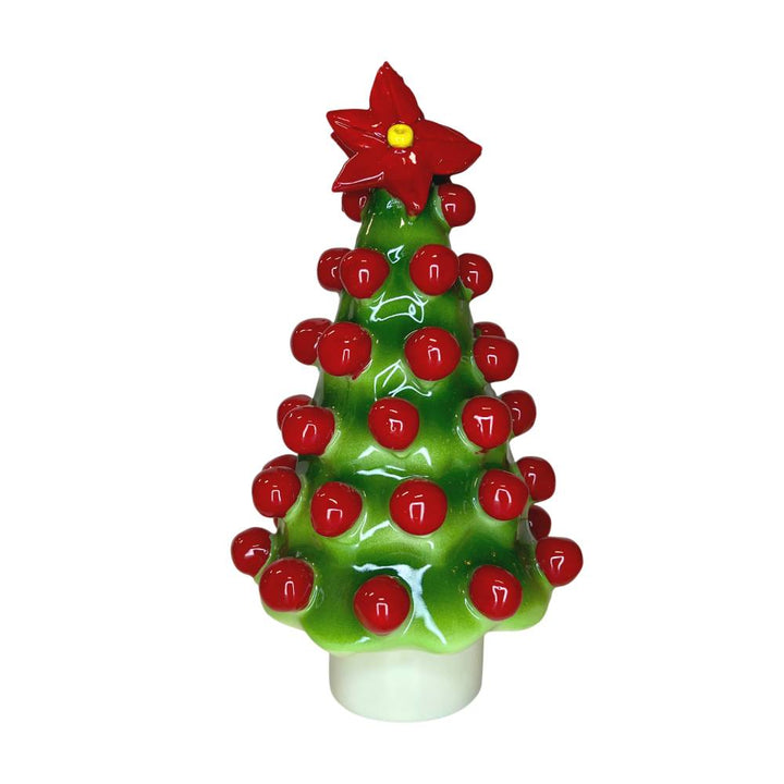 Albero di Natale Capodimonte Verde Palline Rosse Stella di Natale 20cm CAP19