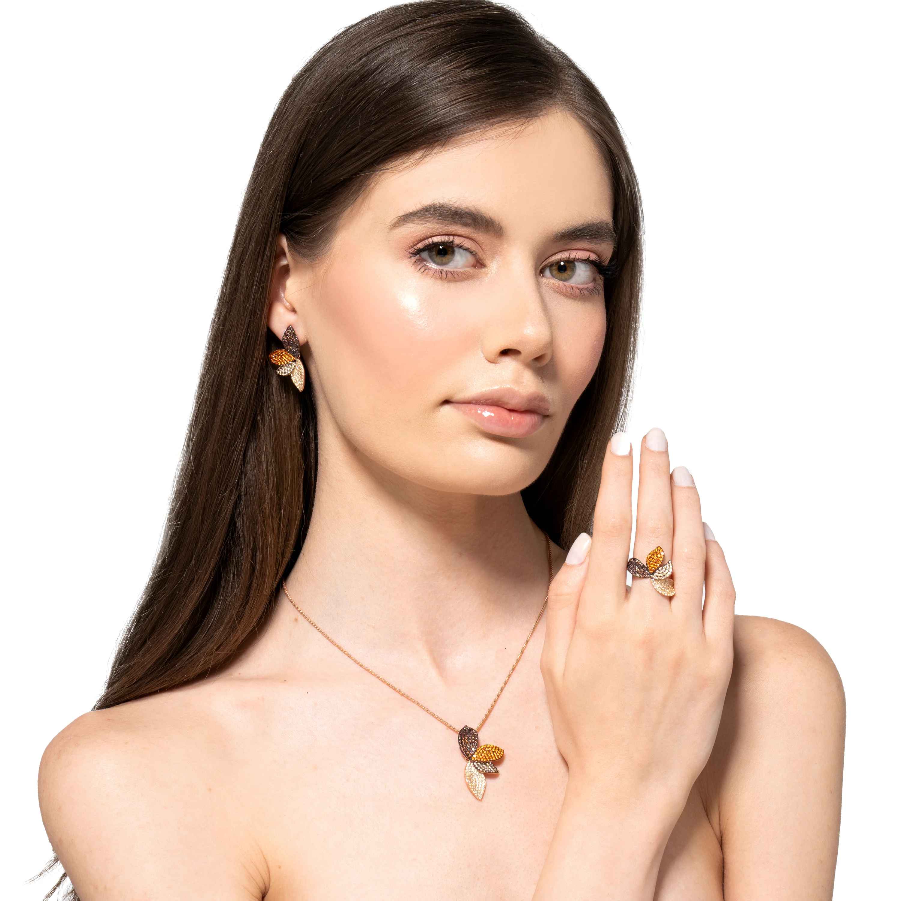 Orecchini Donna Sogni Argento Rosè 925 Fiore Petali Zirconi Colorati OR087RA