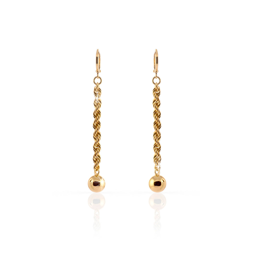 Orecchini Donna Unoaerre Bronzo Dorato Catena Fune Intrecciati Pallini 476168