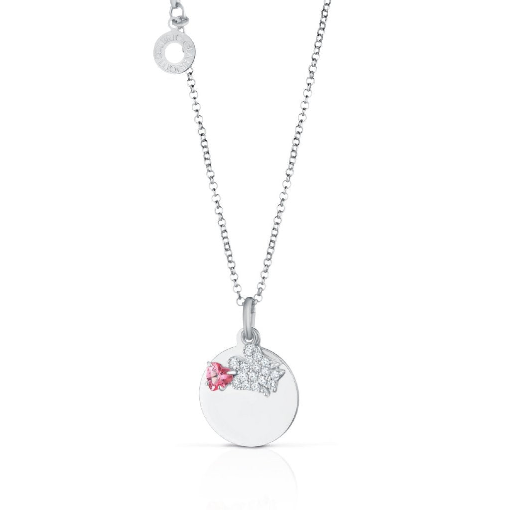 Collana Donna Argento 925 Roberto Giannotti Topazio Rosa Angelo Zirconi Piastra