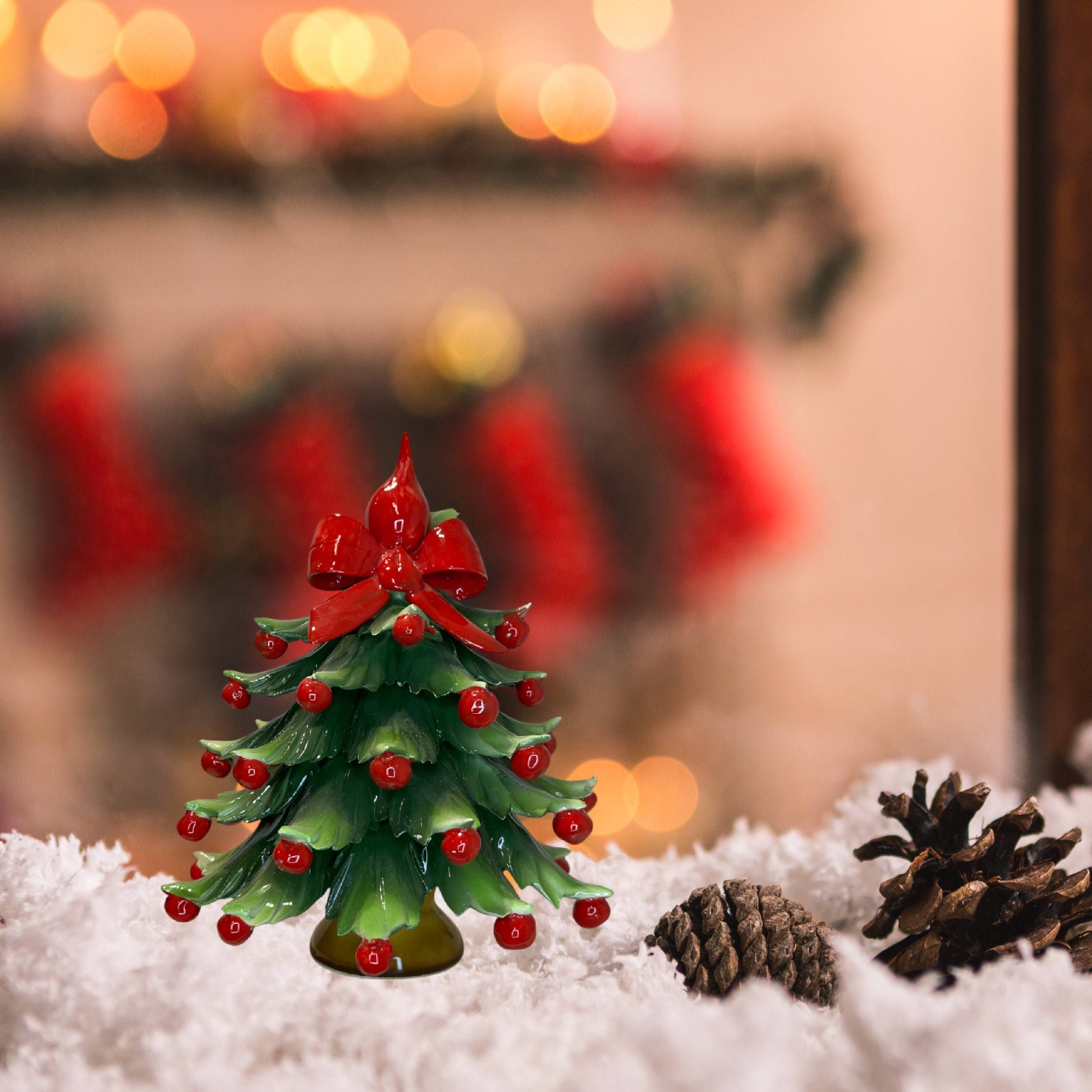 Albero di Natale Capodimonte Classico Palline Rosse Fiocco 18cm CAP29