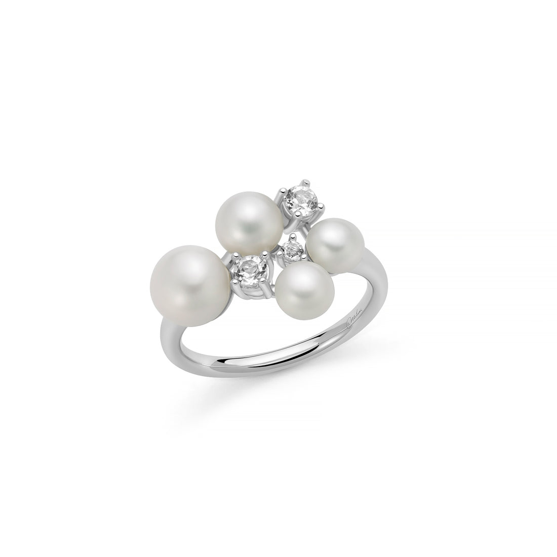 Anello Donna Miluna Argento 925 Perla Topazi Bianchi Misura 16 PLI1768M16