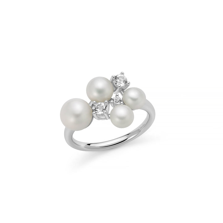 Anello Donna Miluna Argento 925 Perla Topazi Bianchi Misura 16 PLI1768M16