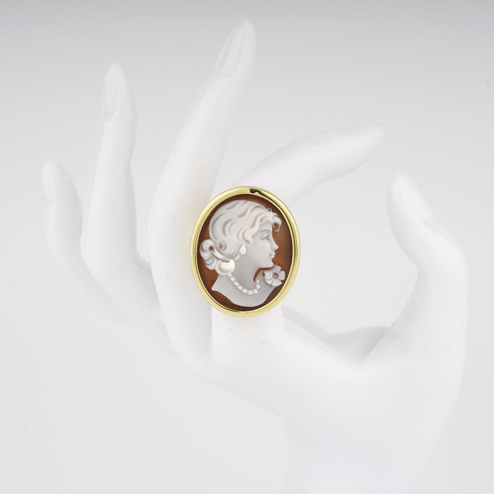 Anello Donna Cameo Italiano Argento Dorato 925 Dama A21BB-G