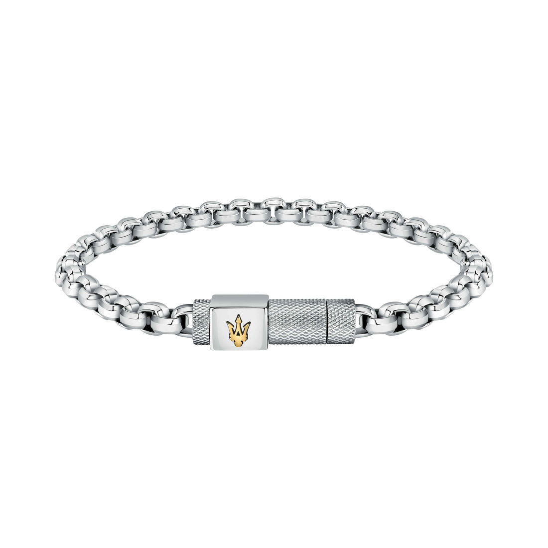 Bracciale Uomo Maserati Acciaio Lucido Catena Logo Sfaccettato Calamita JM223ATK25