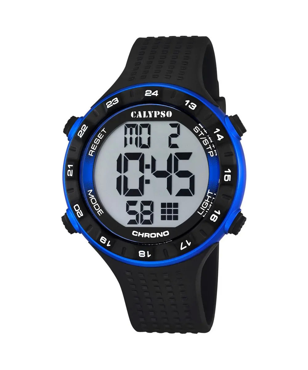 Orologio Uomo Calypso Gomma Quarzo Digitale Cronografo Dorato Blu Nero K5663/2