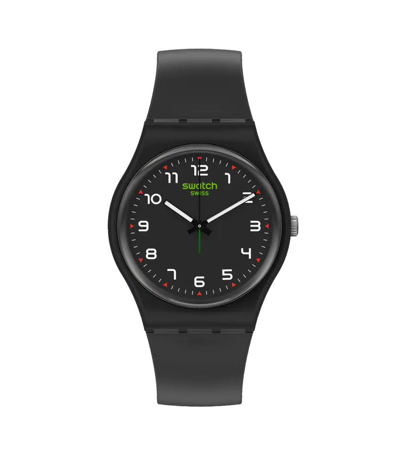 Orologio Uomo Bambino Swatch Bioceramic Nero Quarzo Solo Tempo Numeri SO28B100