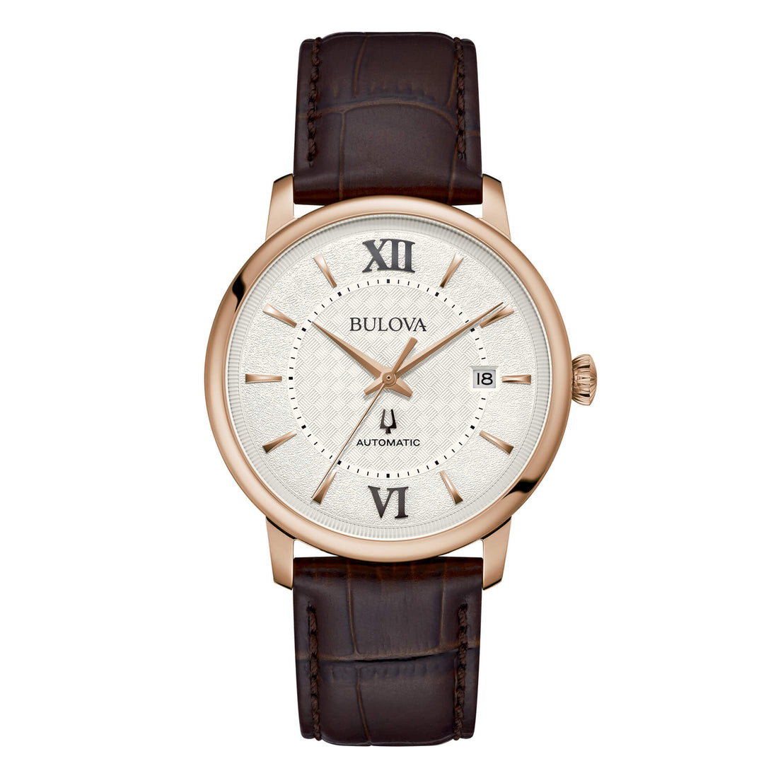 Orologio Uomo Bulova Hudson Automatico Rosè Pelle Marrone 97B225