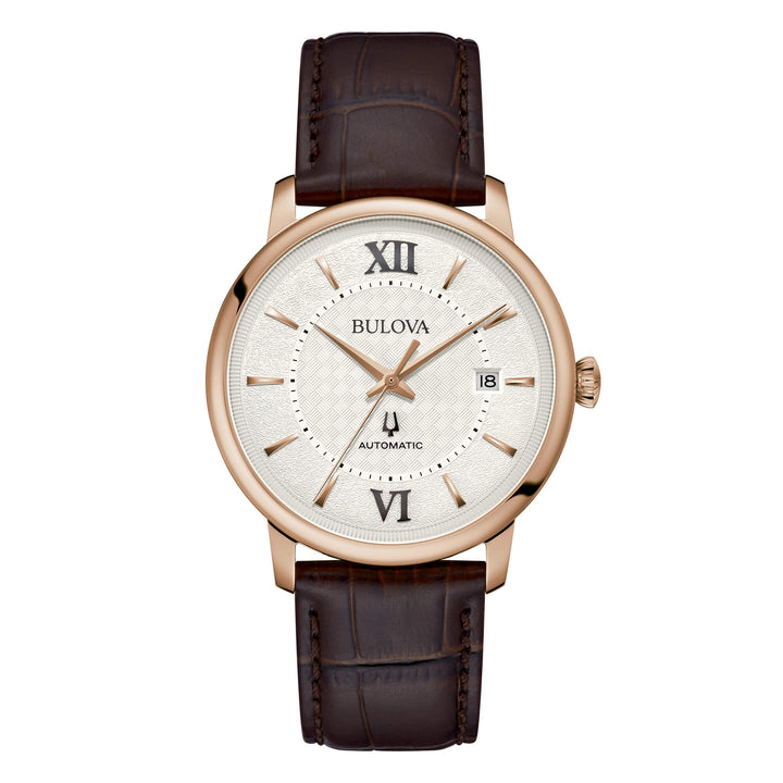 Orologio Uomo Bulova Hudson Automatico Rosè Pelle Marrone 97B225