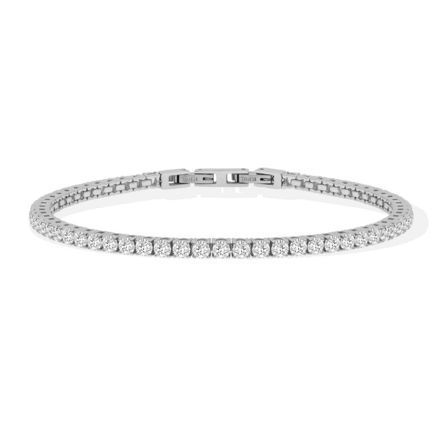 Bracciale Unisex Liu Jo Tennis Zirconi Bianchi 3 MM Acciaio Lucido MLJ554