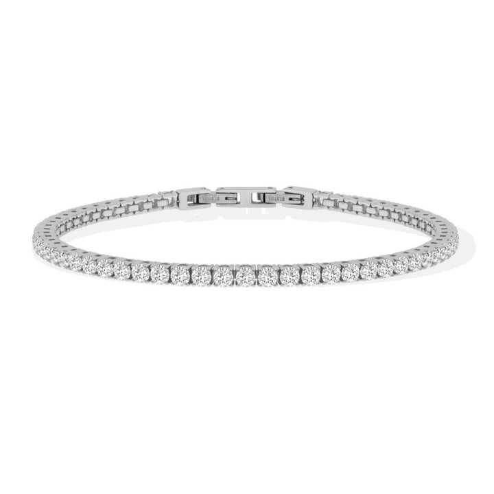 Bracciale Unisex Liu Jo Tennis Zirconi Bianchi 3 MM Acciaio Lucido MLJ554