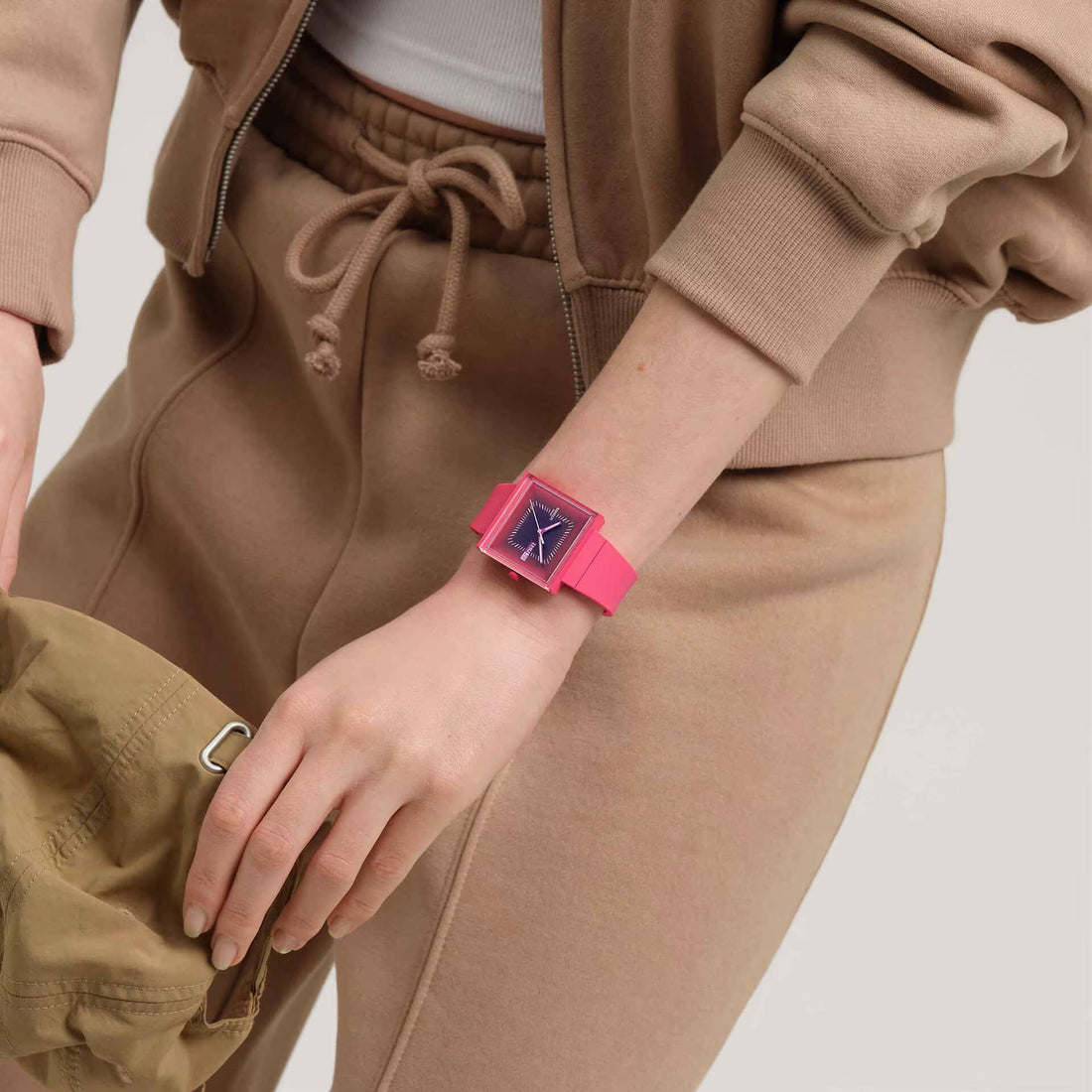 Orologio Unisex Swatch What IF SQUARELY BERRY Cassa Quadrata Rosa SO34R700