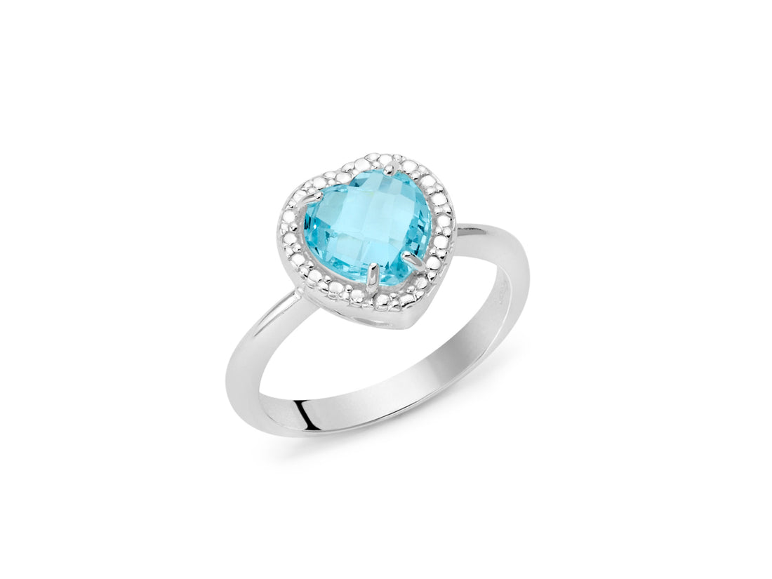 Anello Donna Miluna Argento 925 Cuore Topazio Azzurro Gemma Del Cielo LID3464