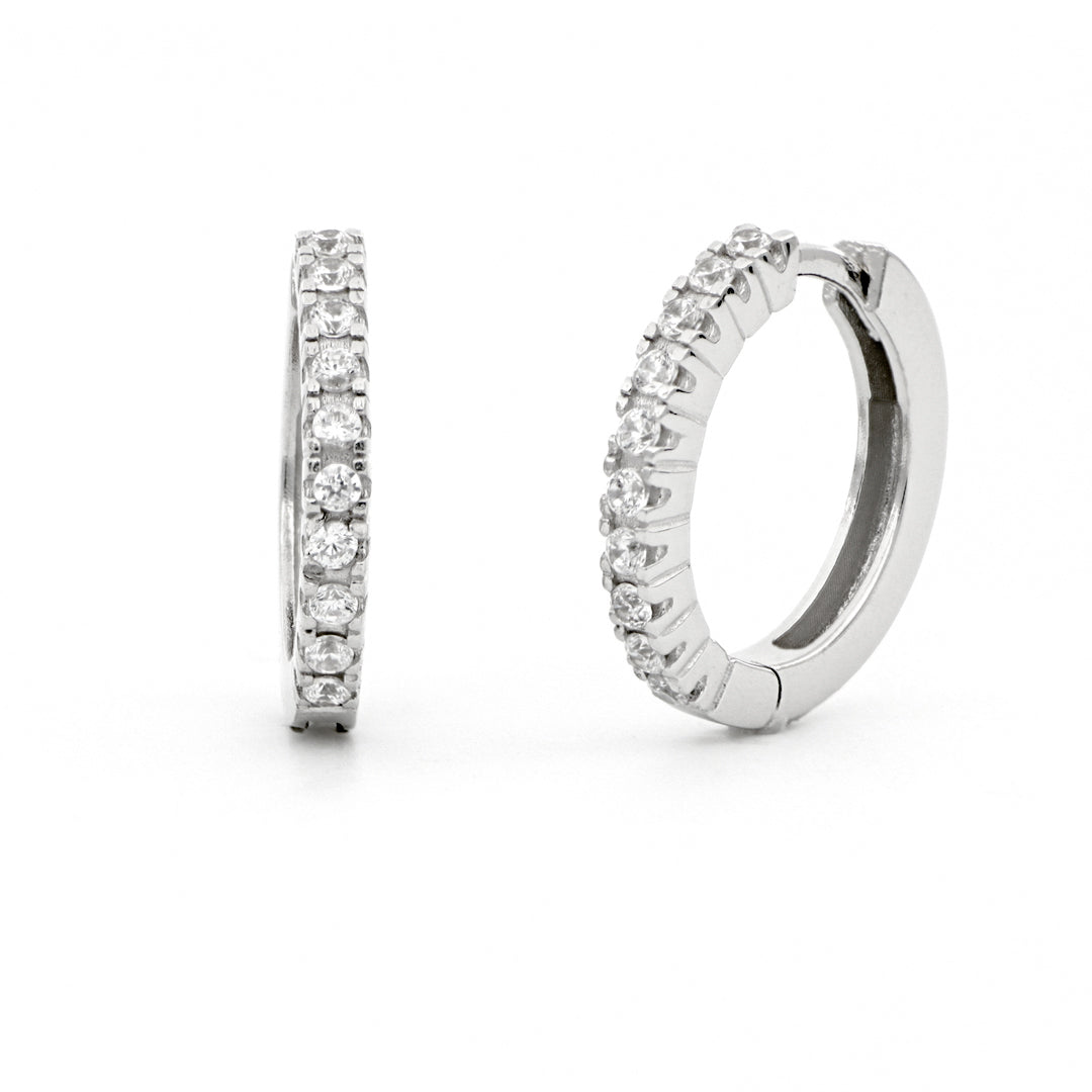 Orecchini Donna Unoaerre Cerchi Argento Bianco 925 Zirconi Bianchi 504501