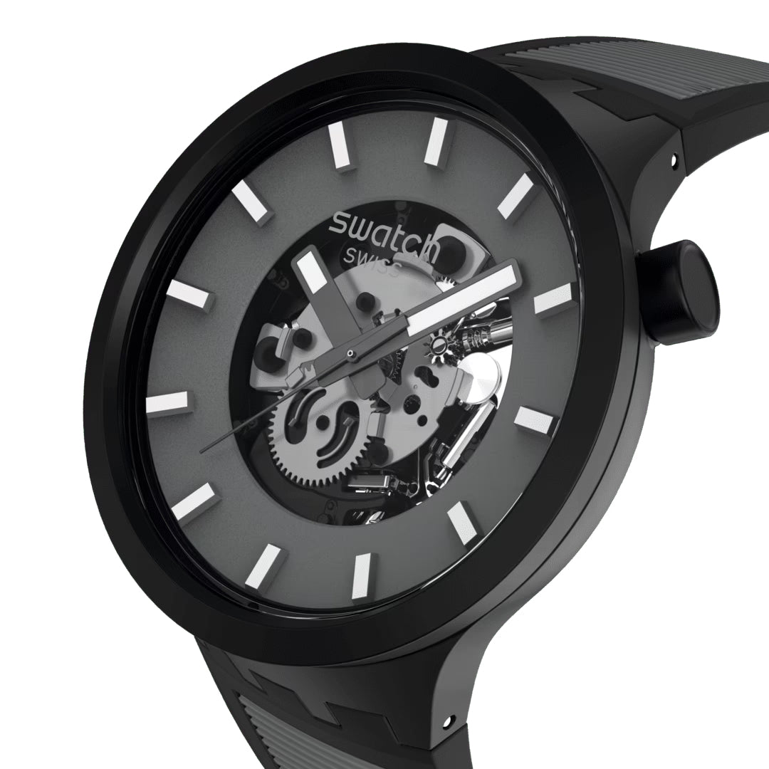 Orologio Uomo Swatch Big Bold PAST THE HORIZON Nero Quarzo Solo Tempo SB05B113