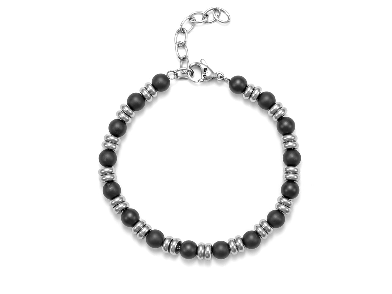 Bracciale Uomo 4US Cesare Paciotti Acciaio Biglie Onice Nero Cilindri 4UBR5628