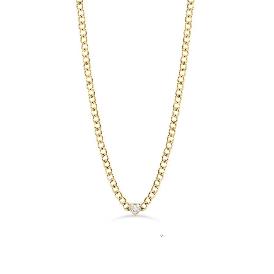 Collana Donna Liu Jo Acciaio Dorato Cuore Zircone Catena Groumette LJ2315