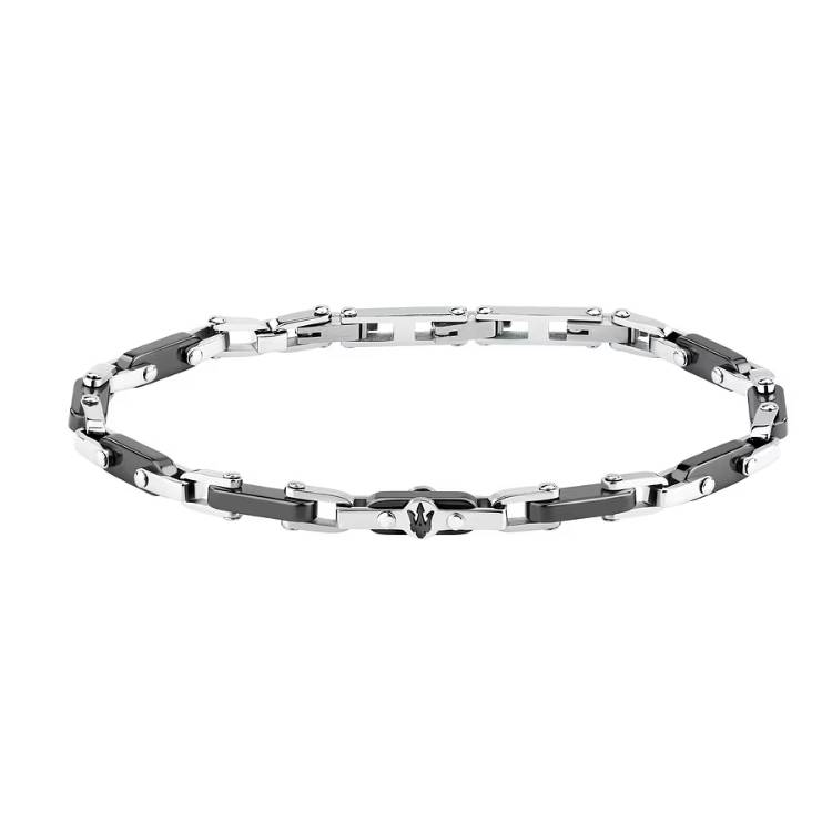 Bracciale Uomo Maserati Acciaio Nero Semirigido Logo JM226ATZ75