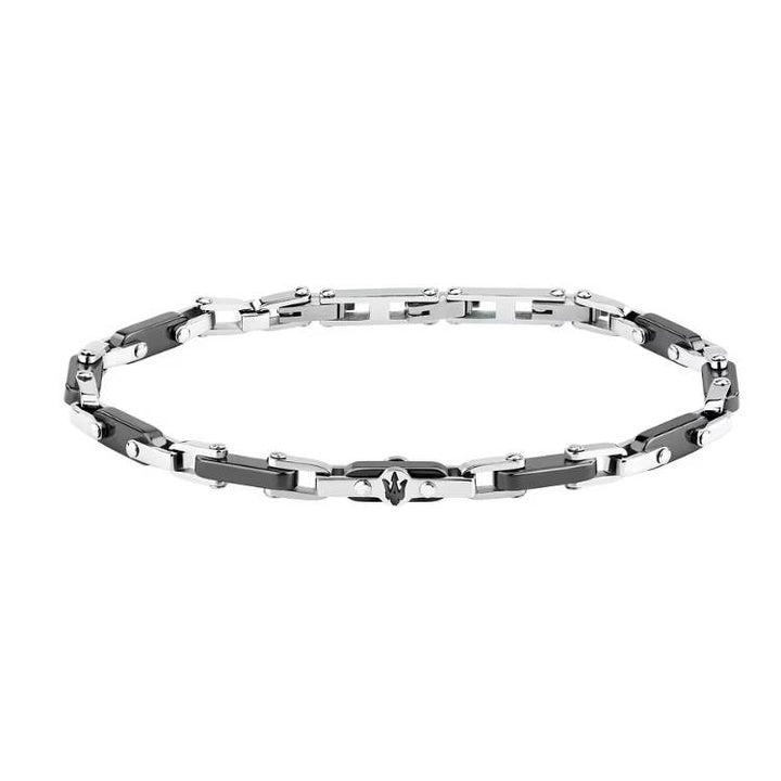 Bracciale Uomo Maserati Acciaio Nero Semirigido Logo JM226ATZ75