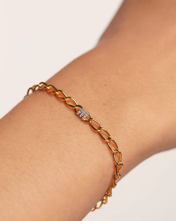 Bracciale Donna PDPaola Argento 925 Dorato Catena Iniziale M Zirconi PU01-550-U