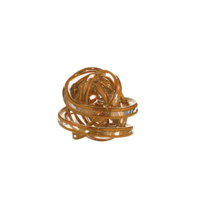 Scultura Cristallo Onlylux Nodo Dell'Amore Ambra Stripes 14 cm OL02375