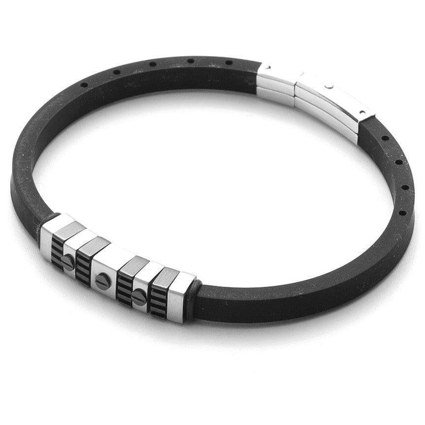 Bracciale Uomo 4US Cesare Paciotti Acciaio E Gomma Nera 4UBR3578