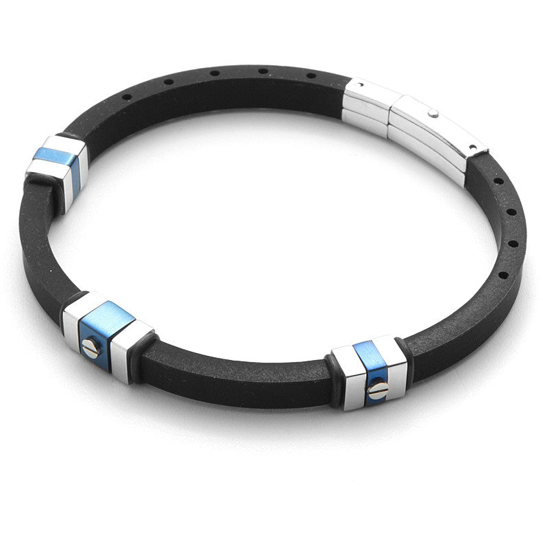 Bracciale Uomo 4US Cesare Paciotti Acciaio E Gomma Nera 4UBR3575