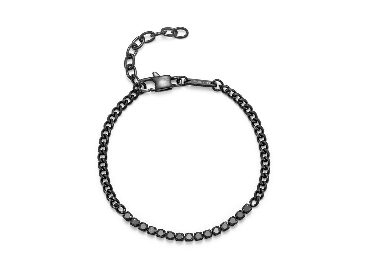 Bracciale Uomo 4US Cesare Paciotti Tennis Catena Acciaio Black Zirconi Neri 4UBR5602
