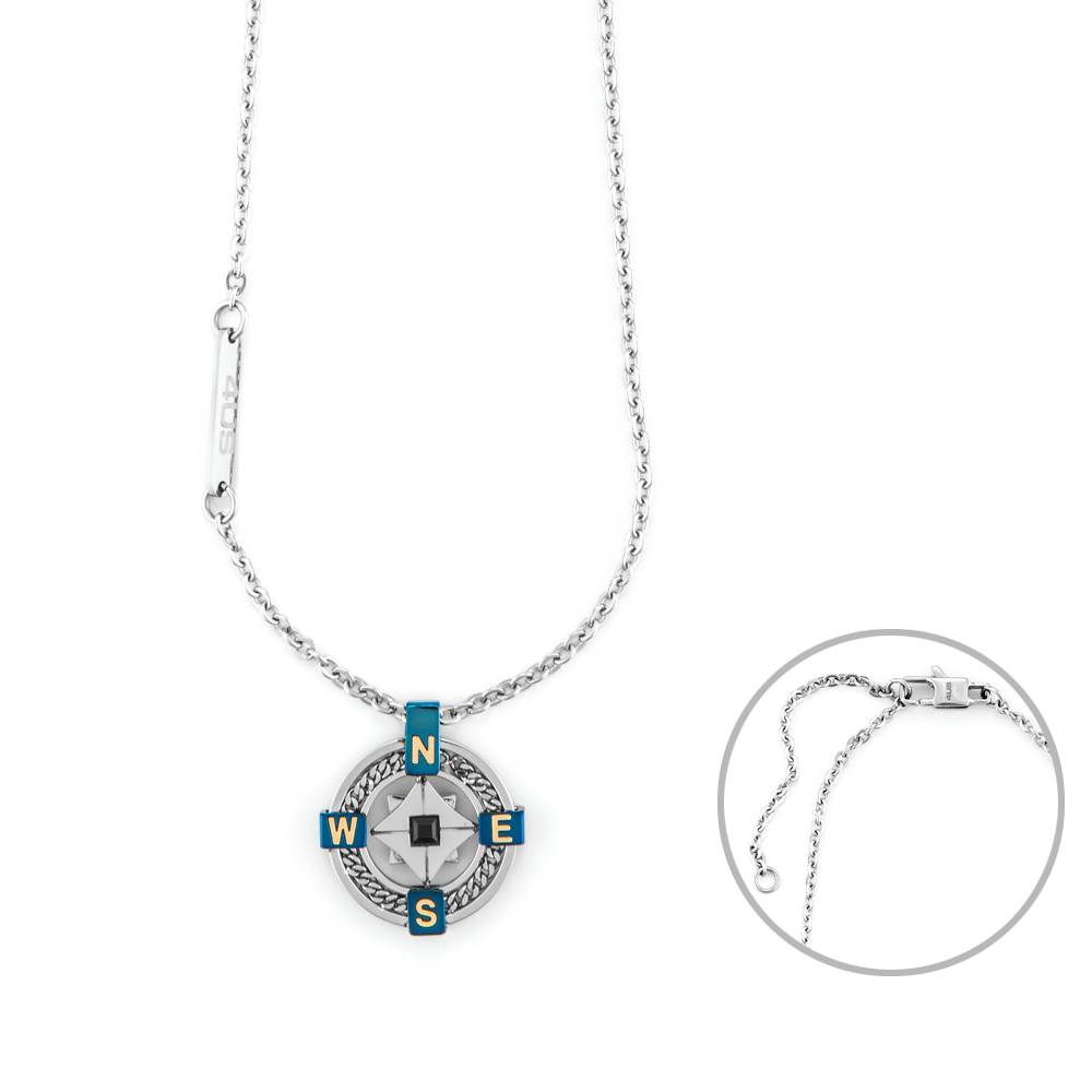 Collana Uomo 4US Cesare Paciotti Acciaio Nero Rosa Dei Venti Oro 18 KT 4UCL6927