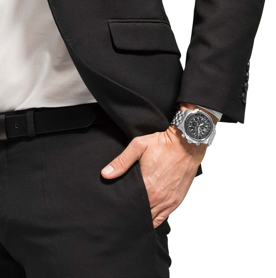 Orologio Uomo Citizen Acciaio Pilot Radio Controllato Eco Drive Crono CB5860-86E