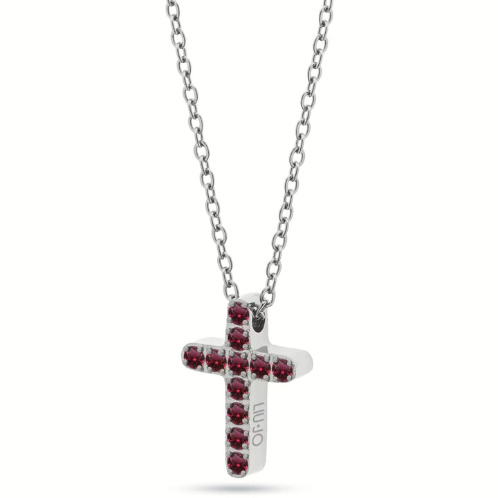 Collana Donna Liu Jo Acciaio Lucido Croce Zirconi Blu LJ2710