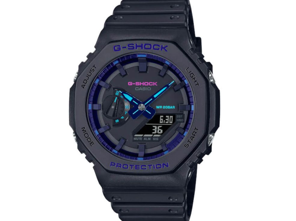 Orologio Uomo Casio G-SHOCK Gomma Quarzo Solo Tempo Nero Data GA-2100VB-1A1ER