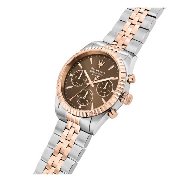 Orologio Uomo Maserati Competizione Acciaio Rosè Marrone Quarzo Cronografo Data R8853100049