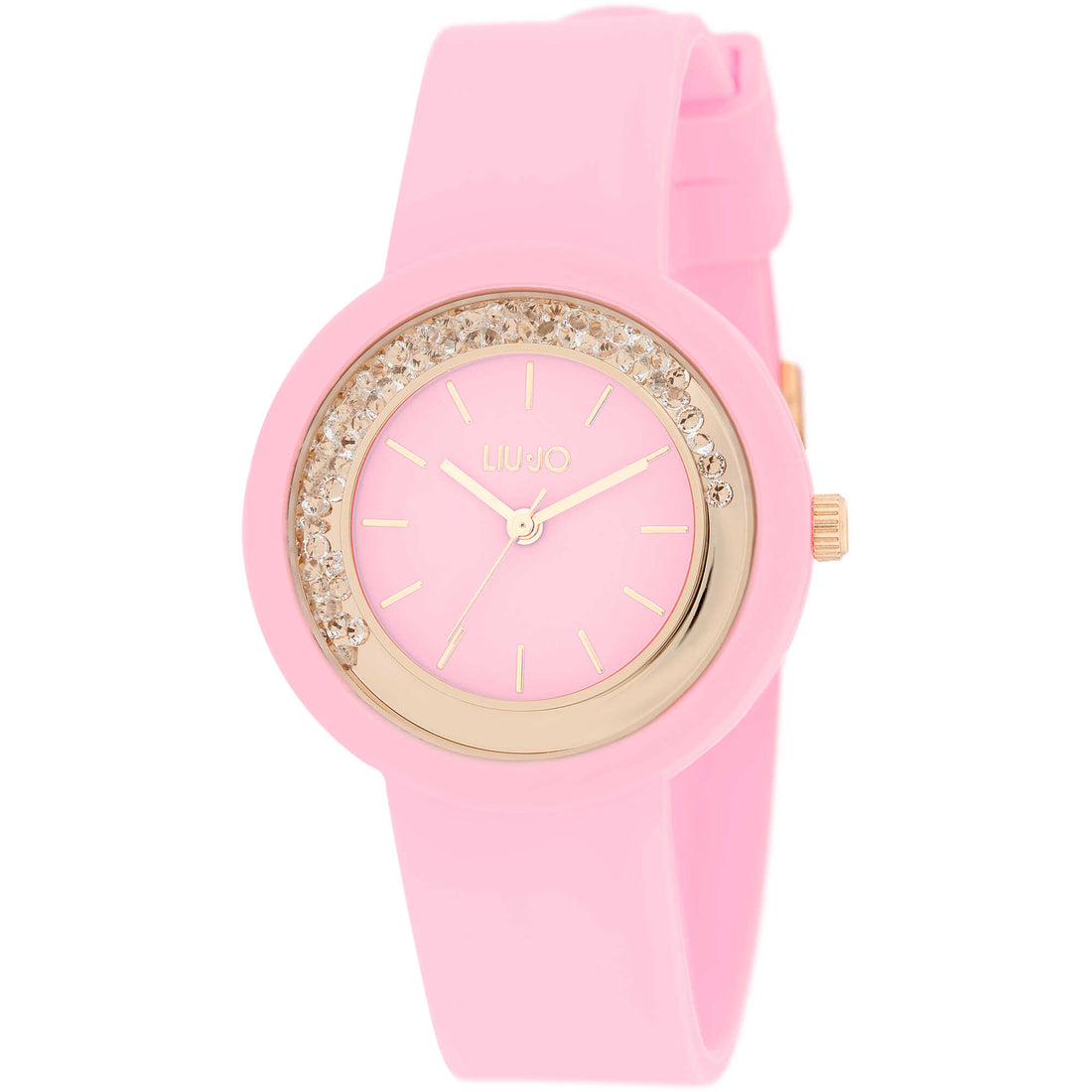 Orologio Donna Bambina Liu Jo Quarzo Solo Tempo Dorato Dancing Gomma Rosa TLJ2206
