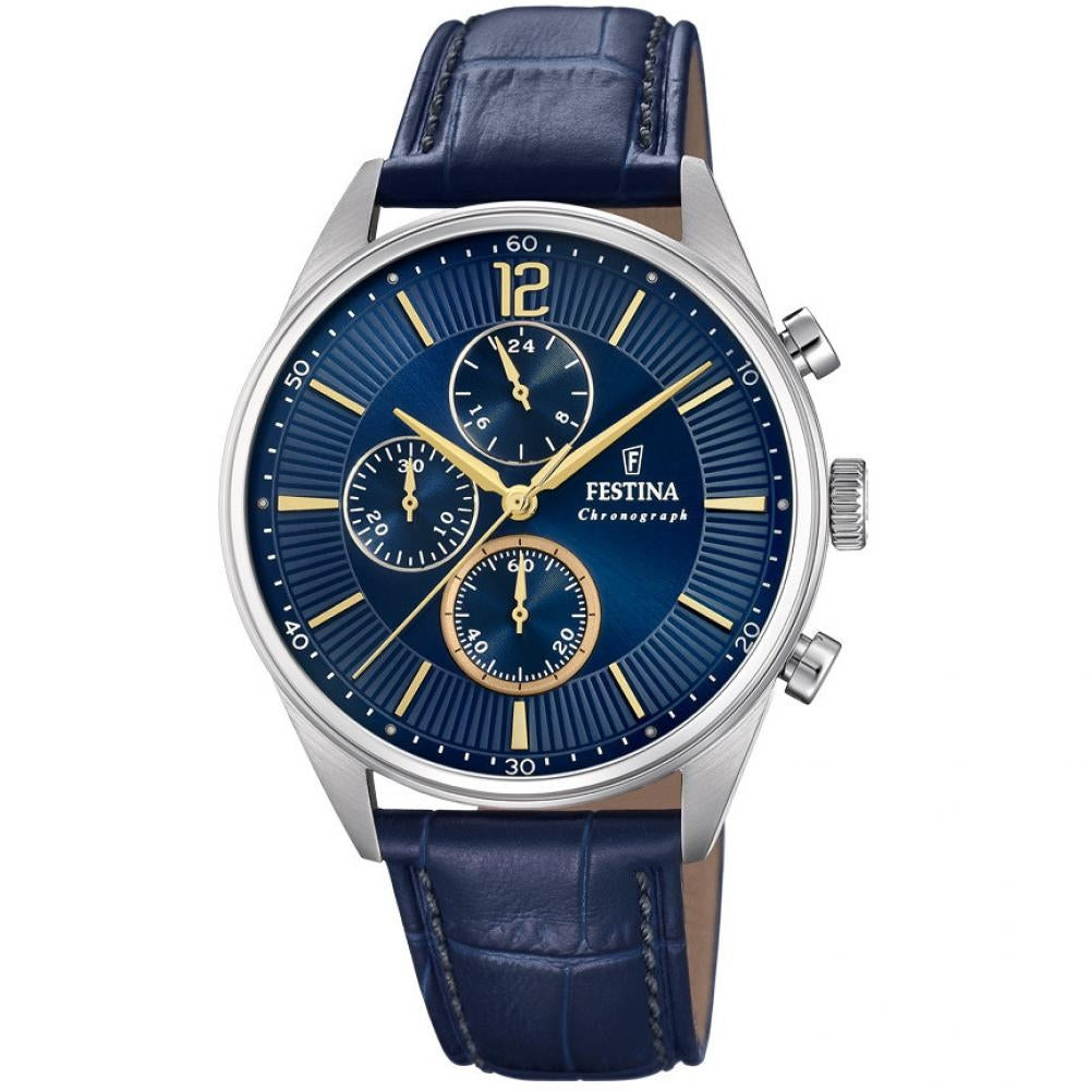 Orologio Uomo Acciaio crono Festina con cinturino pelle F20286/3