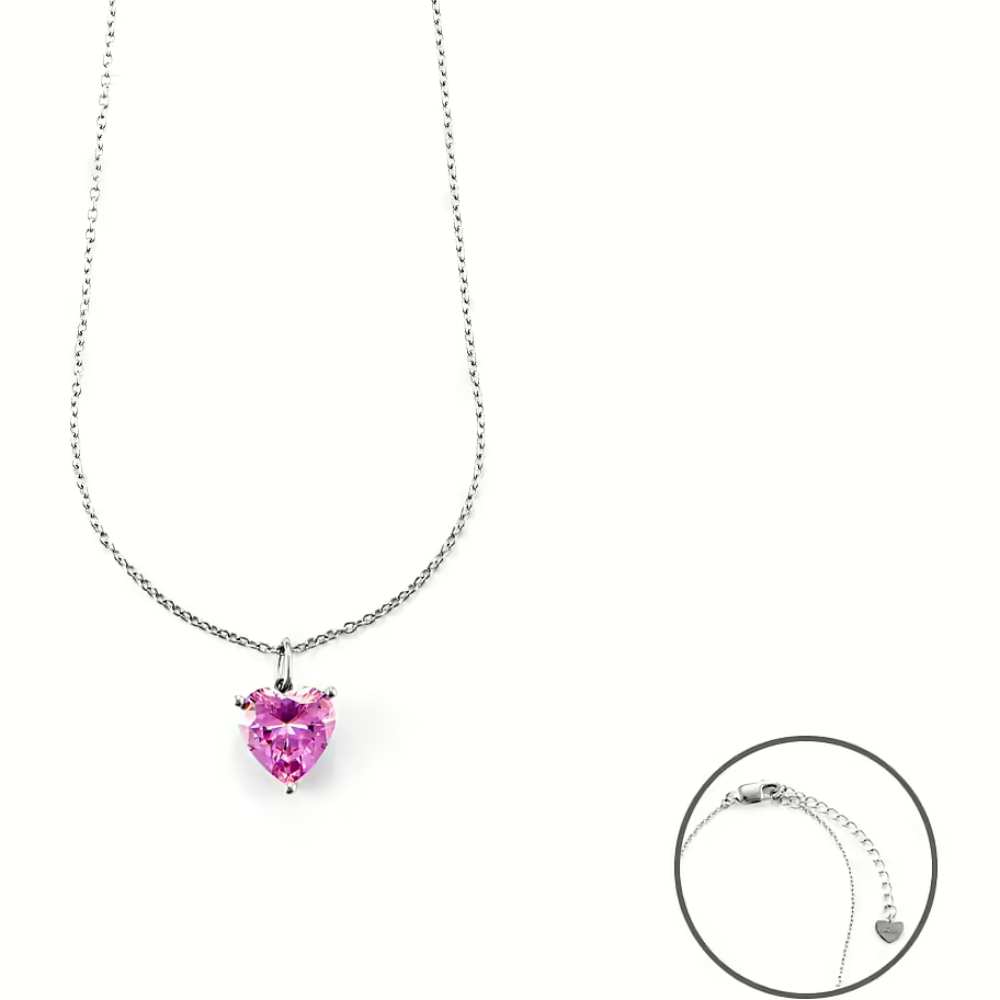 Collana Donna Cesare Paciotti Argento Ciondolo cuore rosa