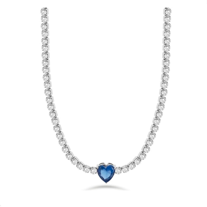 Collana Tennis Donna Liu-jo Acciaio Zirconi Cuore Blu LJ2445