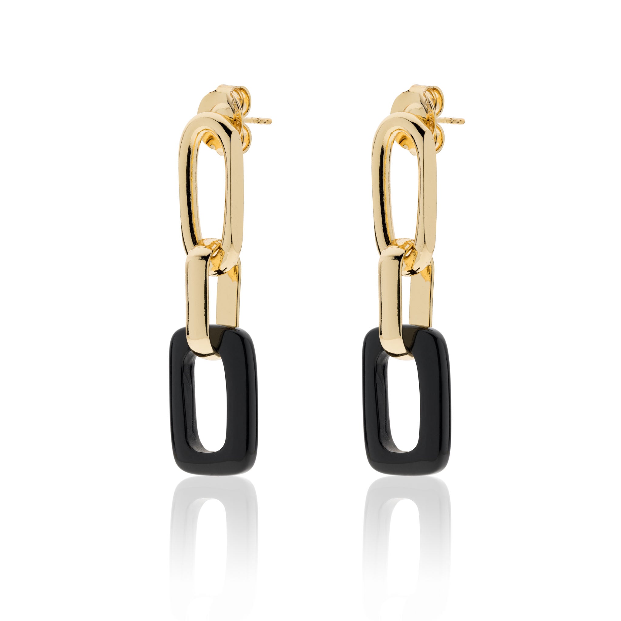 Orecchini Donna Unoaerre Bronzo Dorato Pendente Onice Nero 532015
