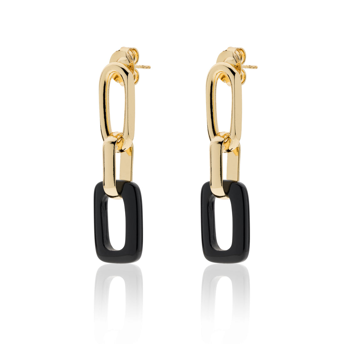 Orecchini Donna Unoaerre Bronzo Dorato Pendente Onice Nero 532015